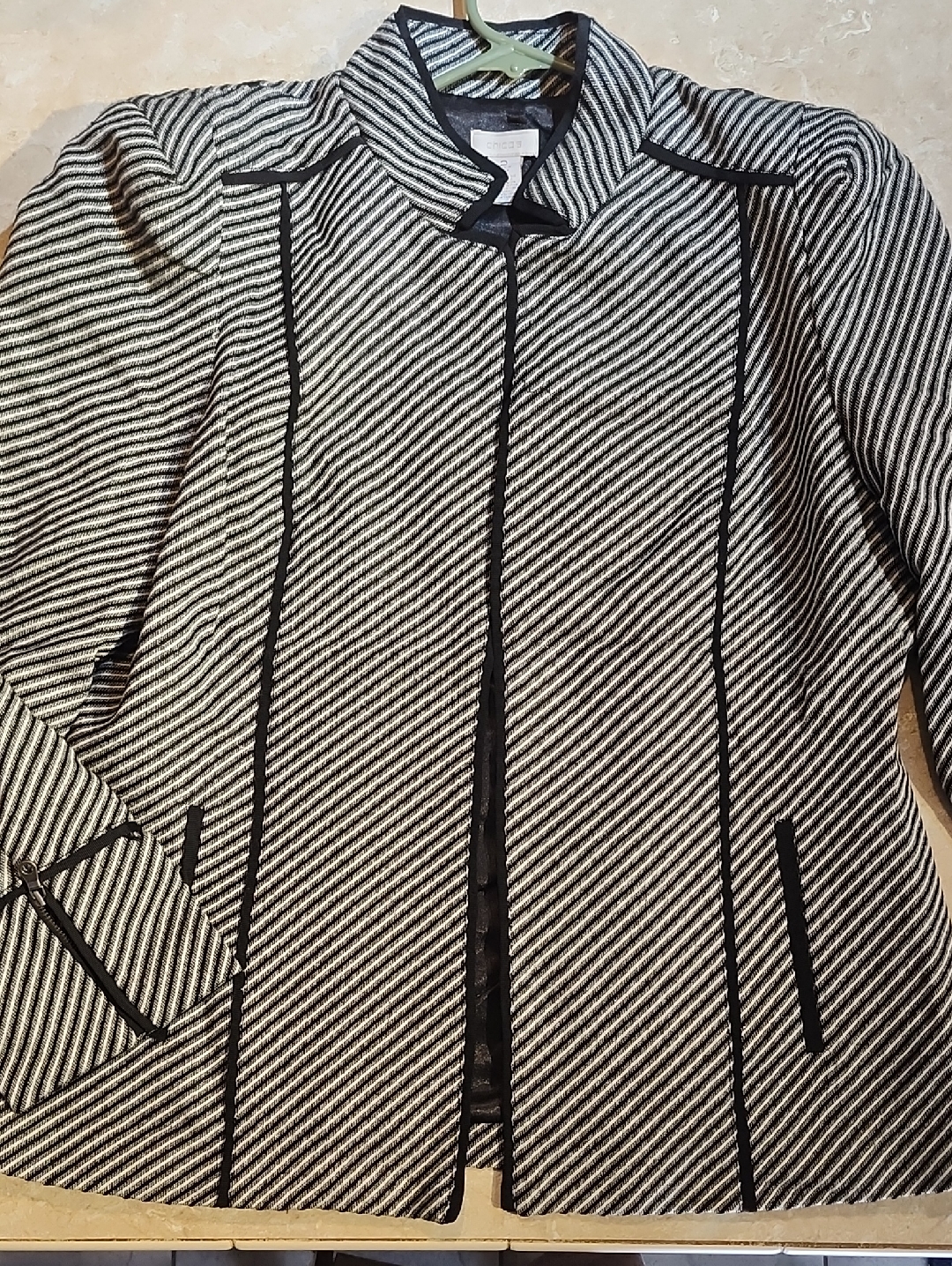 Chico's Black & White Striped Jacket 2